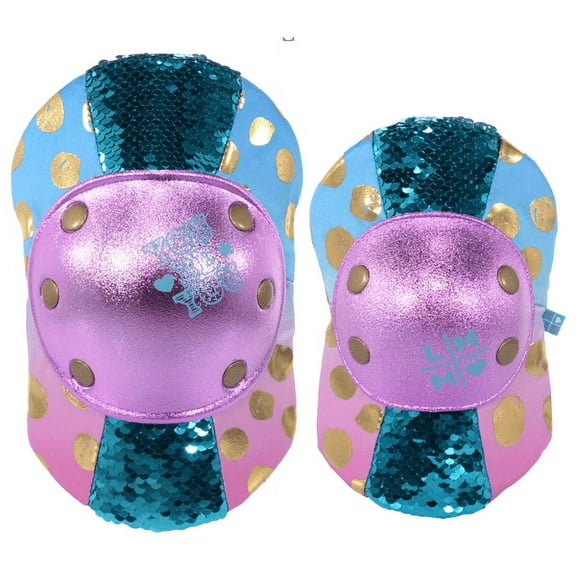 LittleMissMatched Gold Dots Multi-Sport Youth Protective Pad Set, Pink/Blue