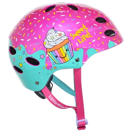 LittleMissMatched Sweet Life Cupcake Multi-Sport Child's Female Helmet, Ages 5 & up, Pink