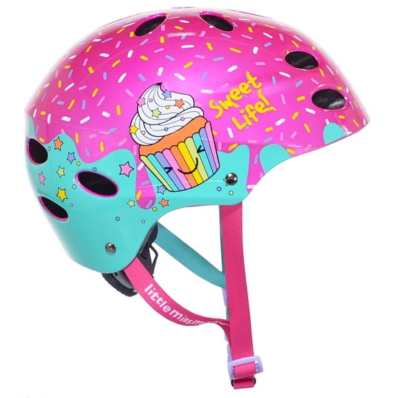 LittleMissMatched Sweet Life Cupcake Multi-Sport Child's Female Helmet, Ages 5 & up, Pink