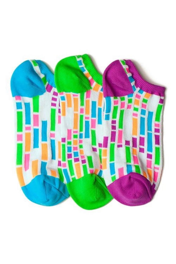 White Colorblock Liner Socks - 3 Socks (Kids 6-2)