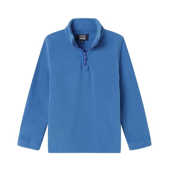 LittleSpring 1/4 Zip Winter Jackets for Boys Fleece Sweatshirt Pullover Warm Outerwear Blue Size 4