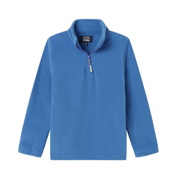 LittleSpring 1/4 Zip Winter Jackets for Boys Fleece Sweatshirt Pullover Warm Outerwear Blue Size 7