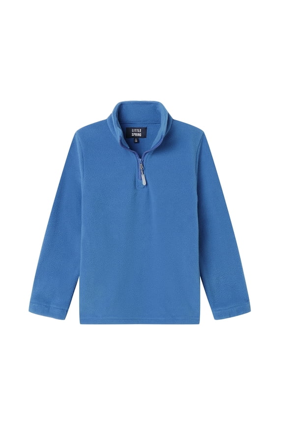 1/4 Zip Winter Jackets for Boys Fleece Sweatshirt Pullover Warm Outerwear Blue Size 8