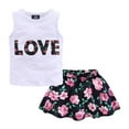 thumbnail image 1 of LittleSpring 2 Piece Summer Outfits for Girls Floral Tank Top and Skirt Set White Size 9-10, 1 of 7
