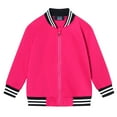 thumbnail image 1 of LittleSpring 4T Bomber Jacket Zip Up Girls Letterman Jacket Spring Fall Outerwear Casual Lightweight Hot Pink, 1 of 5