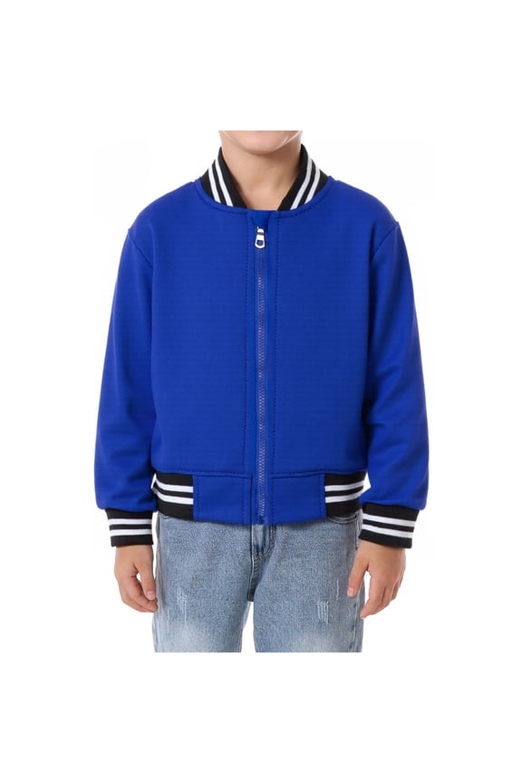 4T Toddler Bomber Jacket Full Zip Boys Girls Varsity Baseball Jackets Casual Blue