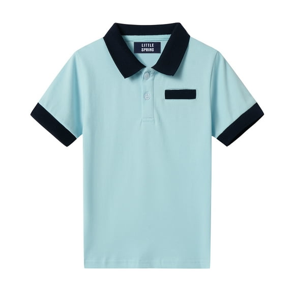 LittleSpring 4T Toddler Sky Blue Polo Shirt for Boys Short Sleeve School Uniform Pique Polo T Shirt Classic