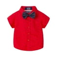 thumbnail image 1 of LittleSpring 5T Dress Shirt Short Sleeve Little Boys Button Down Shirt with Bow Tie Star Polka Dot Red, 1 of 6