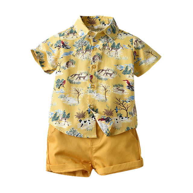 LittleSpring Baby Boys Hawaiian Shirts and Shorts Outfits 2 Piece for