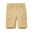 thumbnail image 1 of LittleSpring Big Boys Uniform Shorts with Elastic Waist Twill Cargo Shorts Lightweight Khaki Size 10-12, 1 of 7