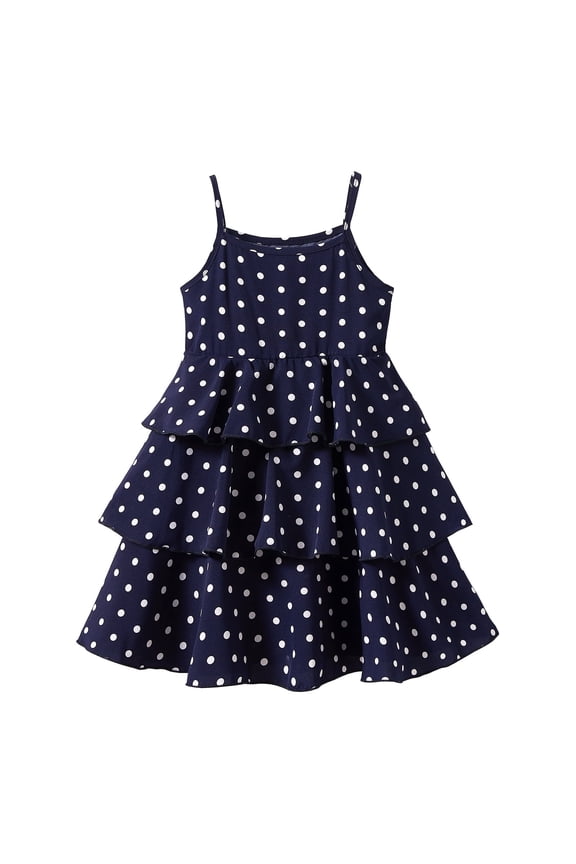 Spaghetti Strap Dress, Sleeveless Polka Dot Dress for Big Girls, Relaxed Fit