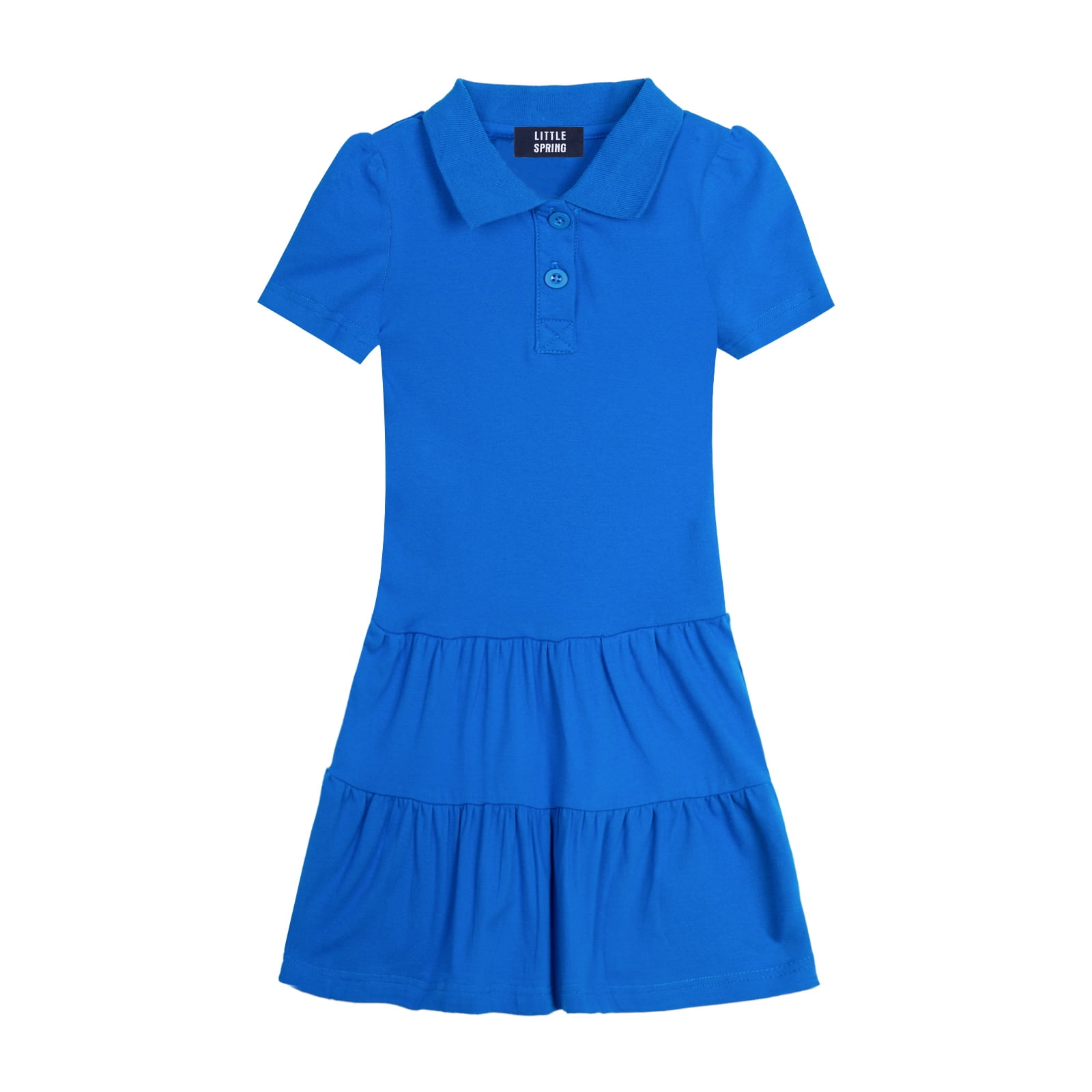 LittleSpring Big Girls Uniform Dresses for Girl Polo Dress Ruffle