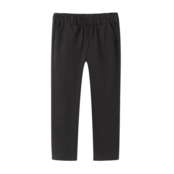 LittleSpring Big Boys Casual Chino Pants, Relaxed Fit Lightweight Solid Black, 1-Pack