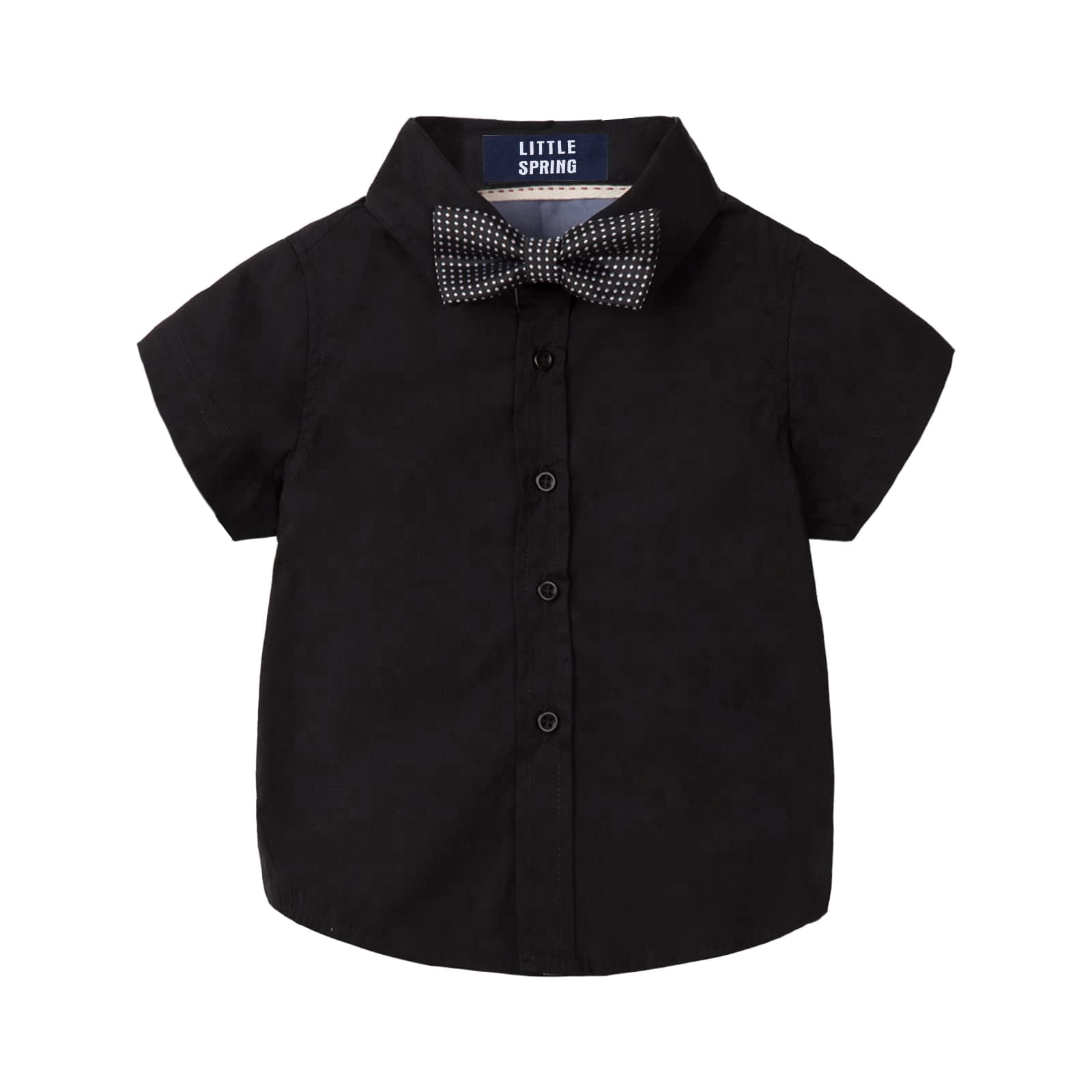 3t black dress shirt Littlespring Toddler Boys Black Button Down Dress Shirt, 3T