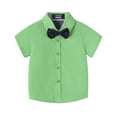 thumbnail image 1 of LittleSpring Boys Dress Shirt with Bow Tie Button-Down Short Sleeve for Kids Clothes Green 2T, 1 of 6