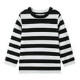 thumbnail image 1 of LittleSpring Boys Long Sleeve T-Shirts Little Kids Crew Neck Classical Striped Tees Tops Casual Black 5T, 1 of 6