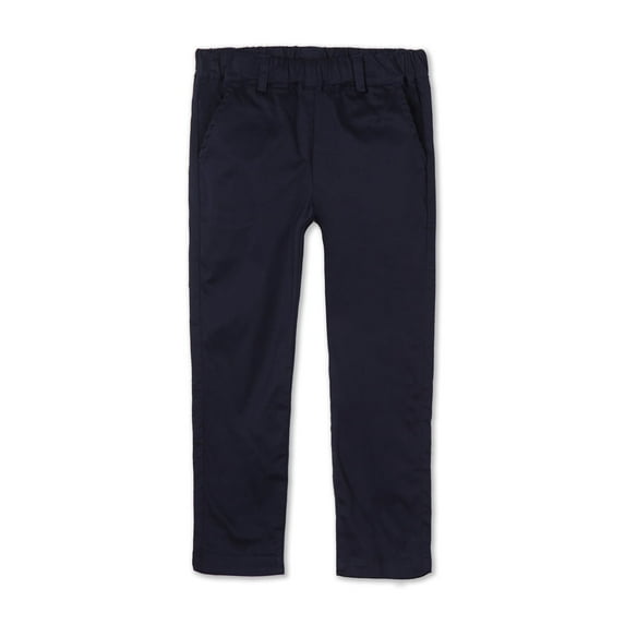 LittleSpring Boys Pants Size 8 Casual Chinos with Elastic Waist Relaxed Fit School Uniform Pants Plain Navy Blue