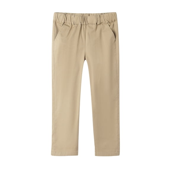 LittleSpring Boys Relaxed Fit Chino Lightweight Casual School Uniform Pants, Khaki