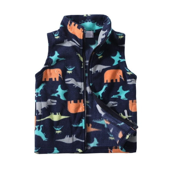 LittleSpring Boys Vest Coat Faux Fur Sleeveless Winter Vest Fleece Zipper Cute Soft Coat Outwear Size 6