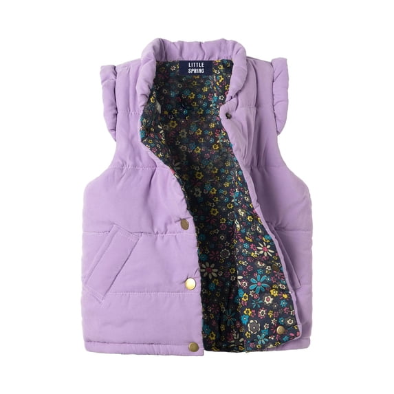 LittleSpring Children's Soft Vest Fall and Winter Warm Sleeveless Purple Vest Baby Girls Children's Playwear 2T