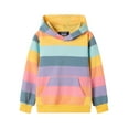 thumbnail image 1 of LittleSpring Fall Girls Hooded Sweatshirt Girl Long Sleeve Striped Hoodie Pullover Top Rainbow Kangaroo Pockets Size 7 Spring Casual, 1 of 7