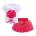 thumbnail image 1 of LittleSpring Girls Summer Outifts for Baby Girls T-Shirts and Tutu Skirt Set Rose Red 18-24 Months, 1 of 6