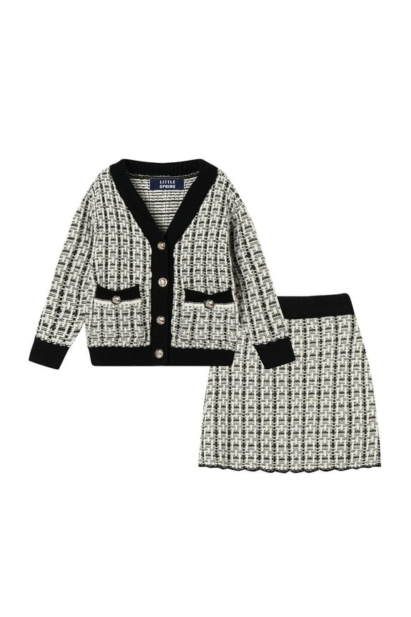 Girls' Two-Piece Black Plaid Button Down Set and Skirt Set Size 2T