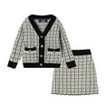 thumbnail image 1 of LittleSpring Girls' Two-Piece Black Plaid Button Down Set and Skirt Set Size 6, 1 of 7