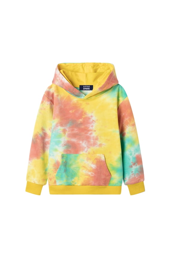 Hoodie Girls Sweatshirt Long Sleeve Tie Dye Pullover for Kids Hoddies Boys Clothes Yellow Size 6