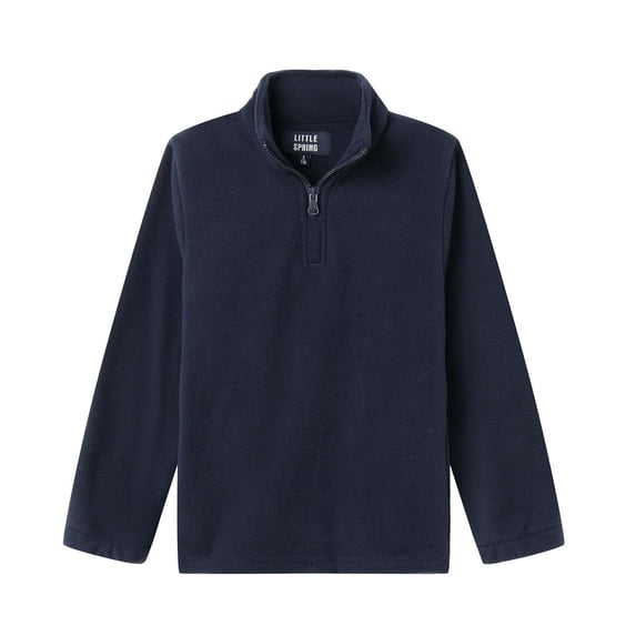 LittleSpring Kids Neutral Polar Fleece Jackets for Boys Quarter-Zip Sweatshirt Pullover with Elastic Cuffs Navy Blue Size 4