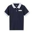 thumbnail image 1 of LittleSpring Kids School Uniform Pique Polo Shirts for Boys Short Sleeve Summer Clothes Solid Navy Blue 5T, 1 of 1