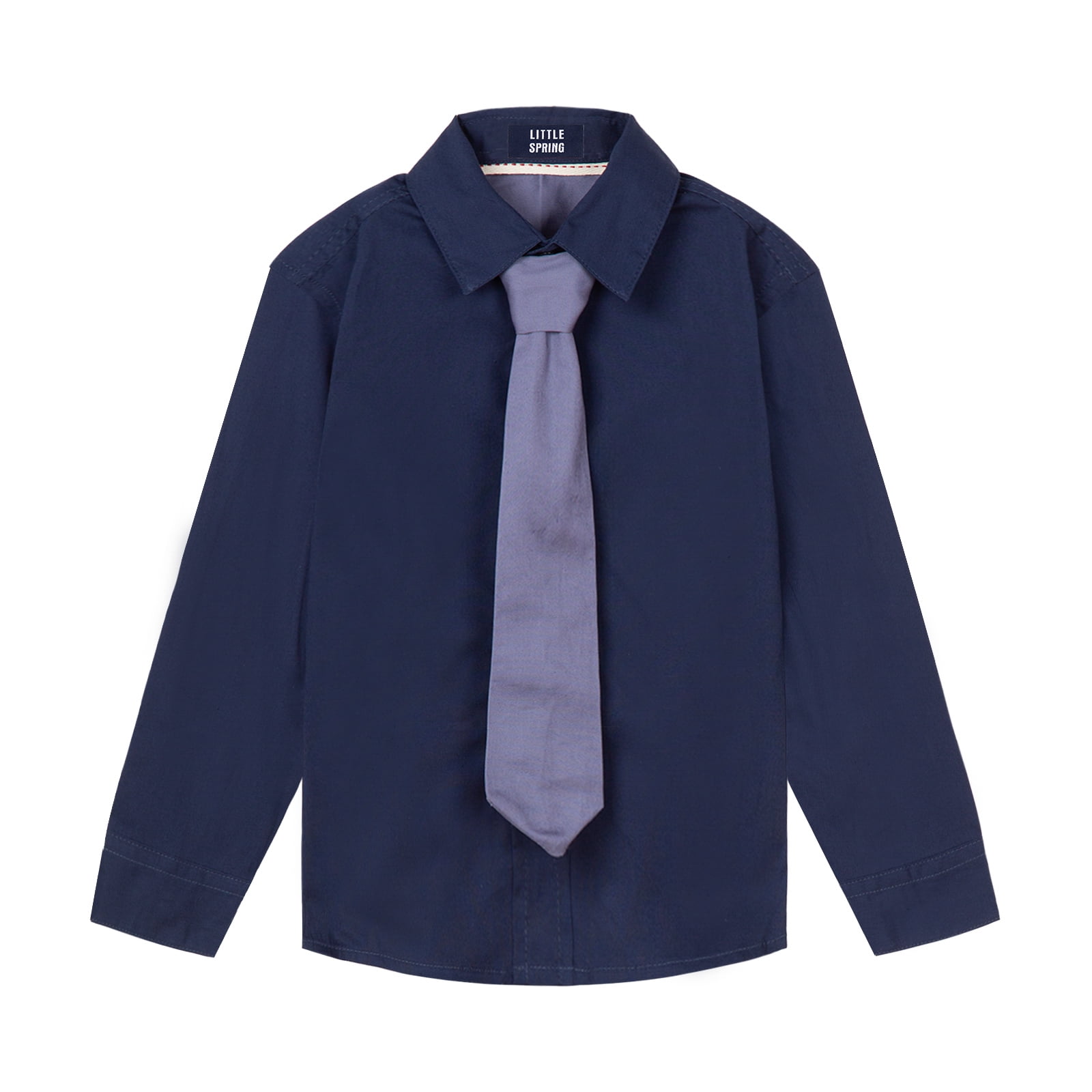 LittleSpring Little Boy Dress Shirt Uniform Shirts for Boys Button Down