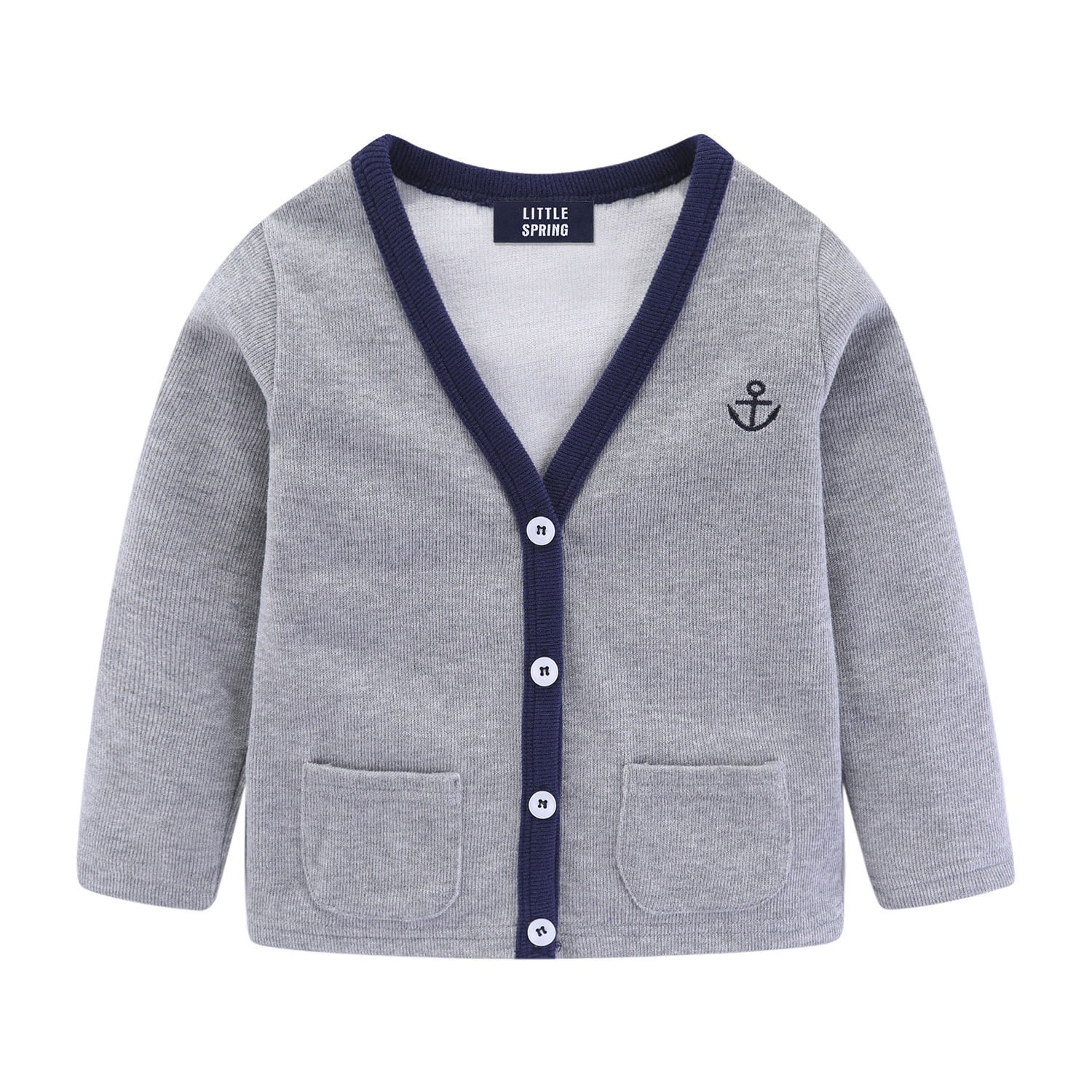 LittleSpring Little Boys Cardigan Sweater VNeck for Boy Button Up