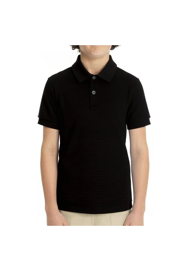 Little Boys Pique Polo Shirt Plain Short Sleeve School Uniform Solid Black 5T