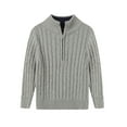 thumbnail image 1 of LittleSpring Boys Girls Quarter Zip Sweater Cable Knit Mock Neck Long Sleeve Pullover Size 4-12, 1 of 6