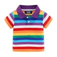 thumbnail image 1 of LittleSpring Little Boys Polo Shirts Short Sleeve Rainbow Striped Summer Tops Size 7-8, 1 of 6