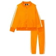 thumbnail image 1 of LittleSpring Little Girl Sweatsuits Long Sleeve Full Zip Jacket and Pants Set Orange 5T, 1 of 6