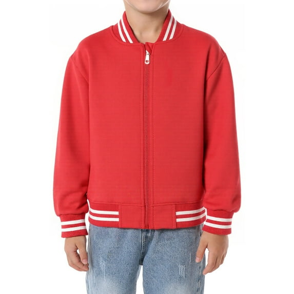 LittleSpring Little Girls Boys Bomber Varsity Jacket Zip Up Letterman Jacket Outerwear Red Size 6