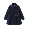 thumbnail image 1 of LittleSpring Little Girls Faux Wool Coat Dress Buttons Peacoat Casual 5T Winter Coat Lapel Midweight Solid Navy Blue, 1 of 7