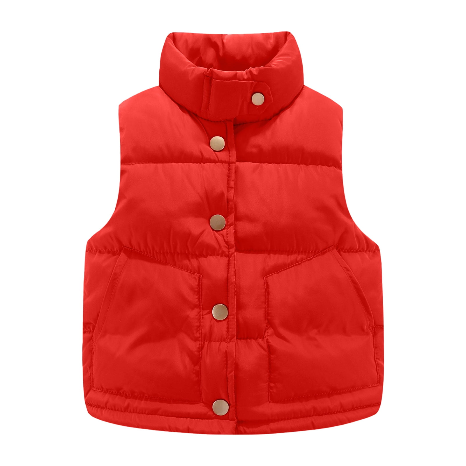 LittleSpring Little Girls Puffer Vest Button Down Kids Winter Jacket