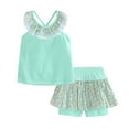 thumbnail image 1 of LittleSpring Little Girls Summer 2 Piece Outfits Kids Backless Tank Top and Shorts Sets Beach Clothes Green Size 6, 1 of 6