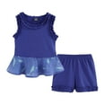 thumbnail image 1 of LittleSpring 2-Piece Ruffle Tank Top and Shorts Set for Little Girls, Navy Blue, Size 6, 1 of 6