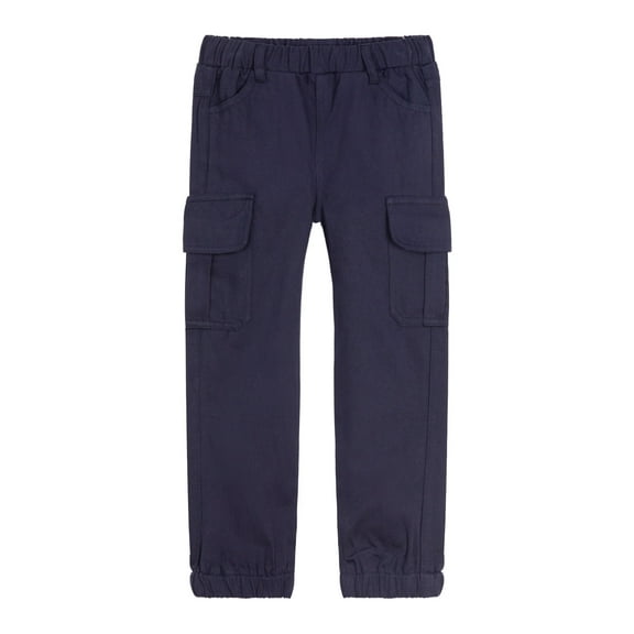 LittleSpring Navy Blue Cargo Pants with Elastic Waist Relaxed Fit Pull on Twill Chino School Uniform Clothes Size 6