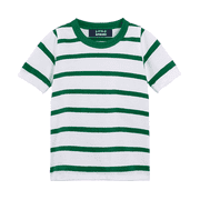 LittleSpring Short Sleeve T Shirts Size 7-8 Boys Crew Neck Tshirts Classic Green Stripe Cotton Soft