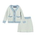 thumbnail image 1 of LittleSpring Size 7-8 Girl's Suit Cozy Knit Blue Cardigan Skirt Two Piece Set, 1 of 7