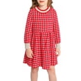 thumbnail image 1 of LittleSpring Sweater Dress Girls with Plaid Round Neck Dress for Kids Long Sleeve Clothes Red 2T, 1 of 6