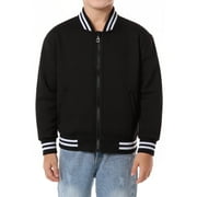 LITTLESPRING Toddler Bomber Jacket for Girls Boys Varsity Baseball Jackets Zip up Spring Fall Clothes Lightweight Black 2T