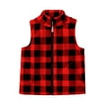 thumbnail image 1 of LittleSpring Boys Fleece Vest Jacket Sleeveless Full Zip Girls Lightweight Outwear, Red Plaid 2T, 1 of 7
