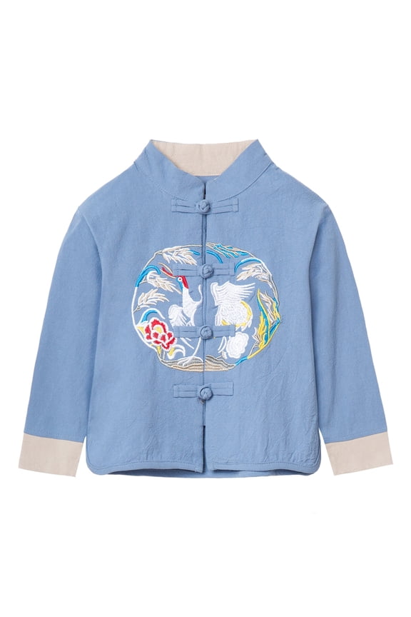 Toddler Boys Dress Tang Coats for Kids Chinese New Year Jacket Traditional Clothes Blue 3T