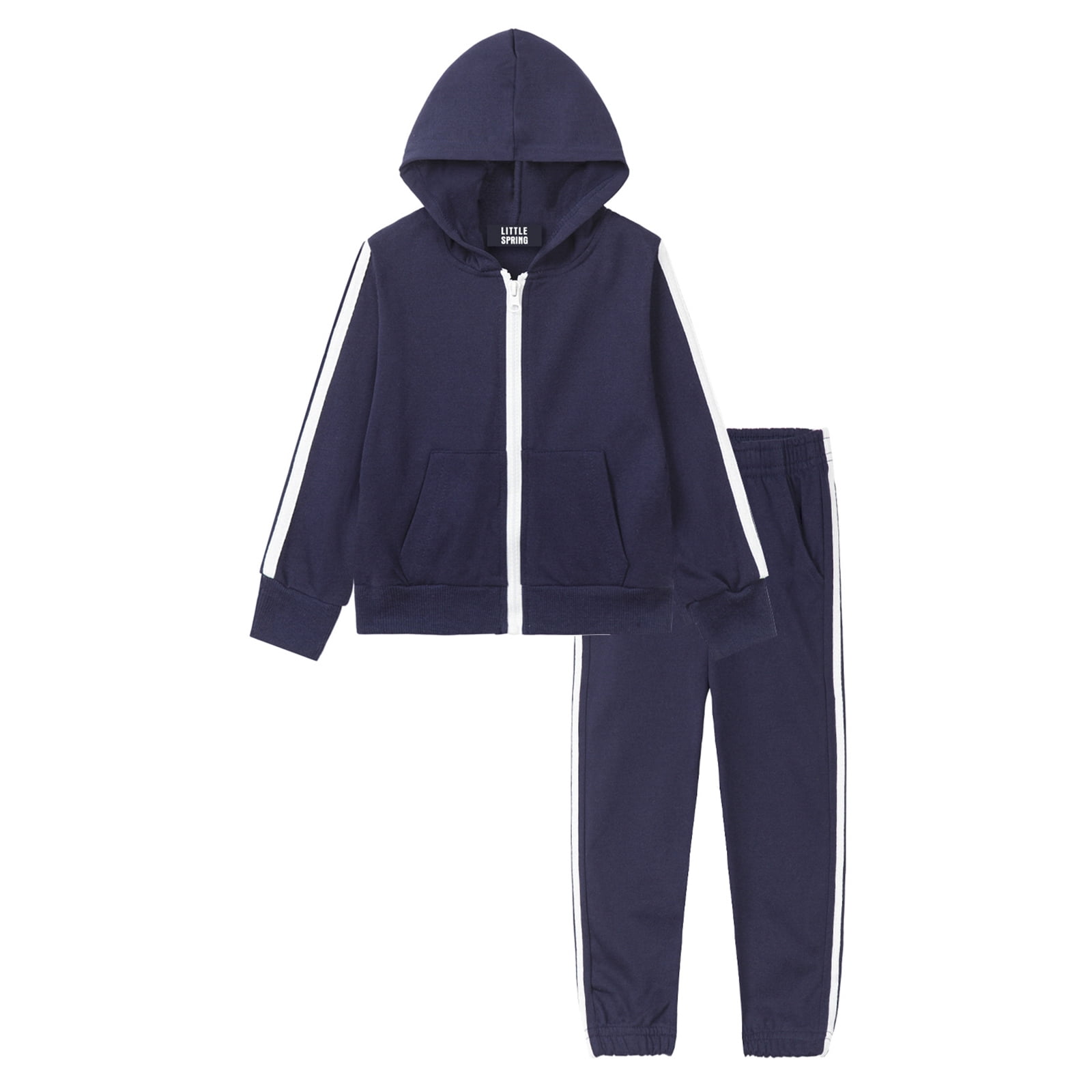 LittleSpring Toddler Boys Hoodie Sweatsuit and Pants Set 2 Pieces  Tracksuits Zip up Cotton Soft 4T Navy Blue 